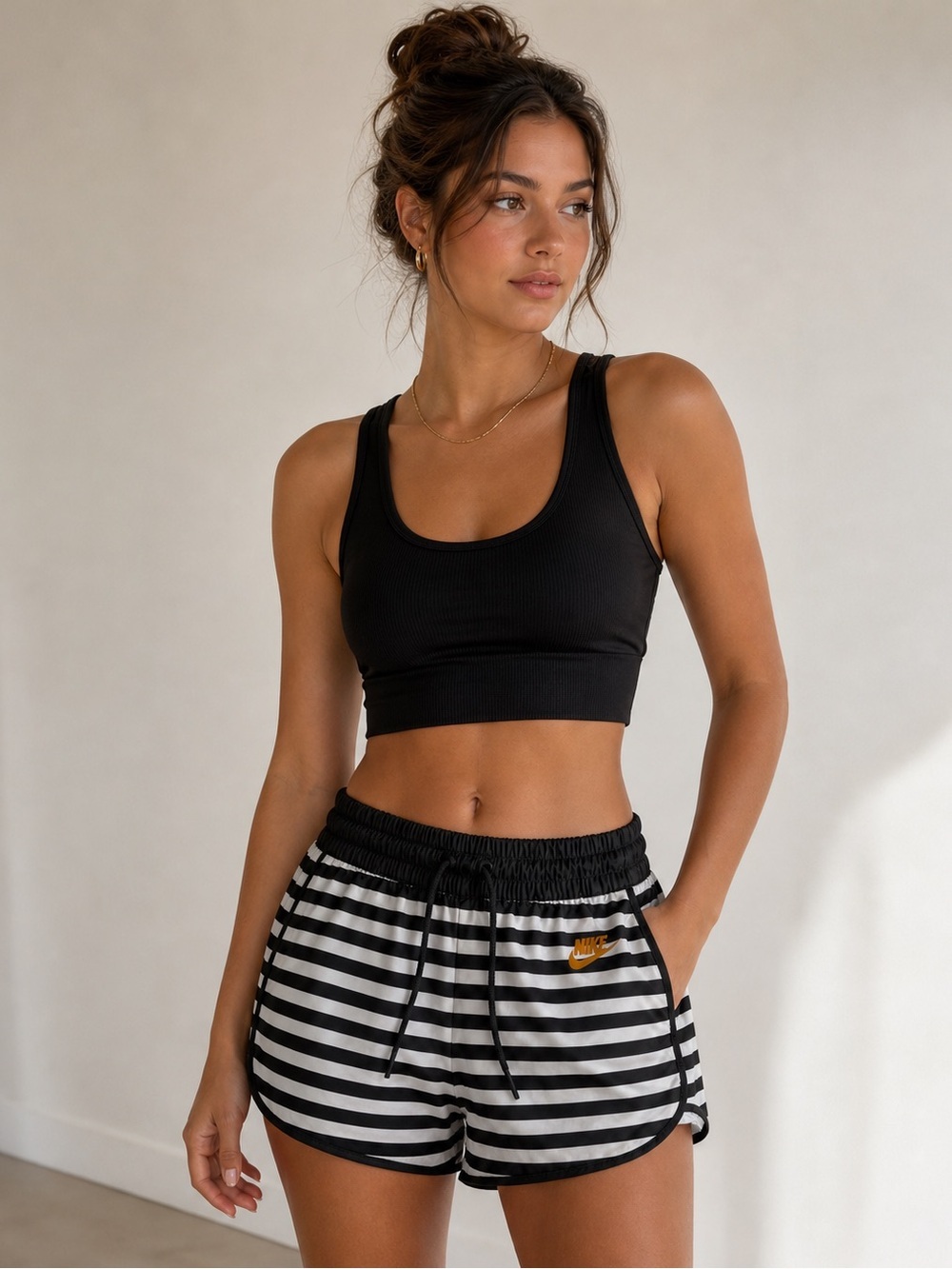 Nike | Sportswear Women’s Woven Stripped Shorts Black White - Size S